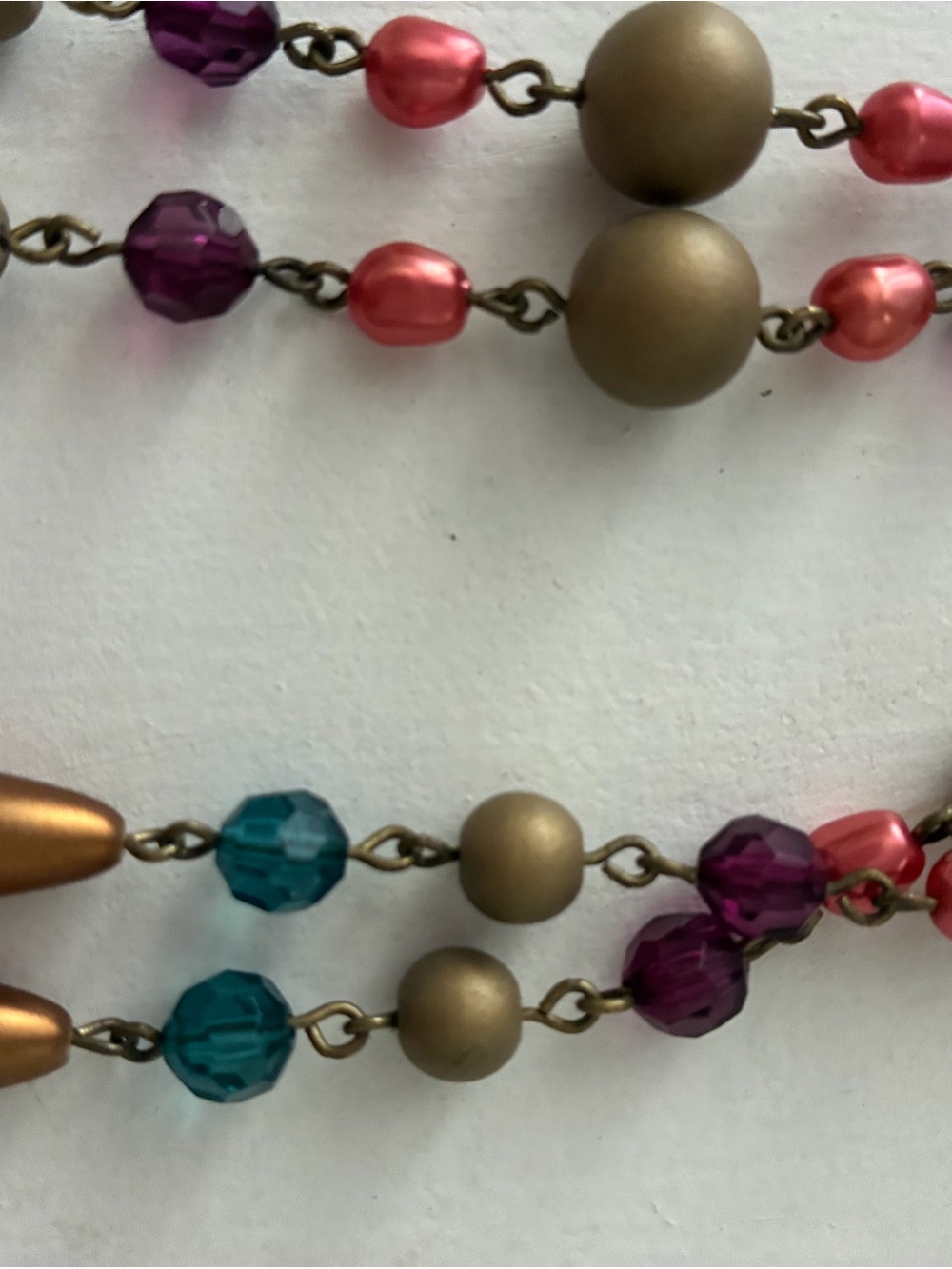 Macy's Multicolor Beaded Rosary X2 with Pink, Purple & Teal Accents